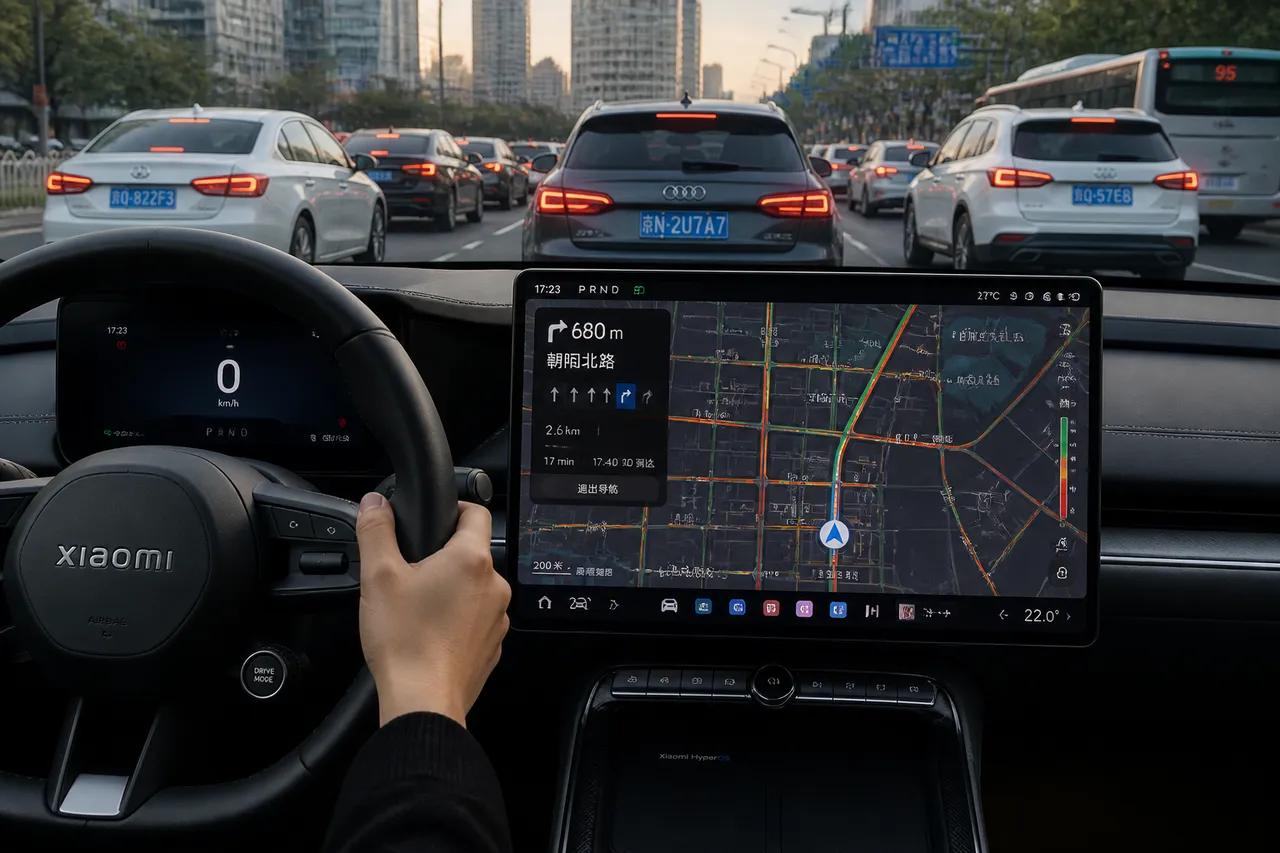 navigație Xiaomi SU7 trafic urban România