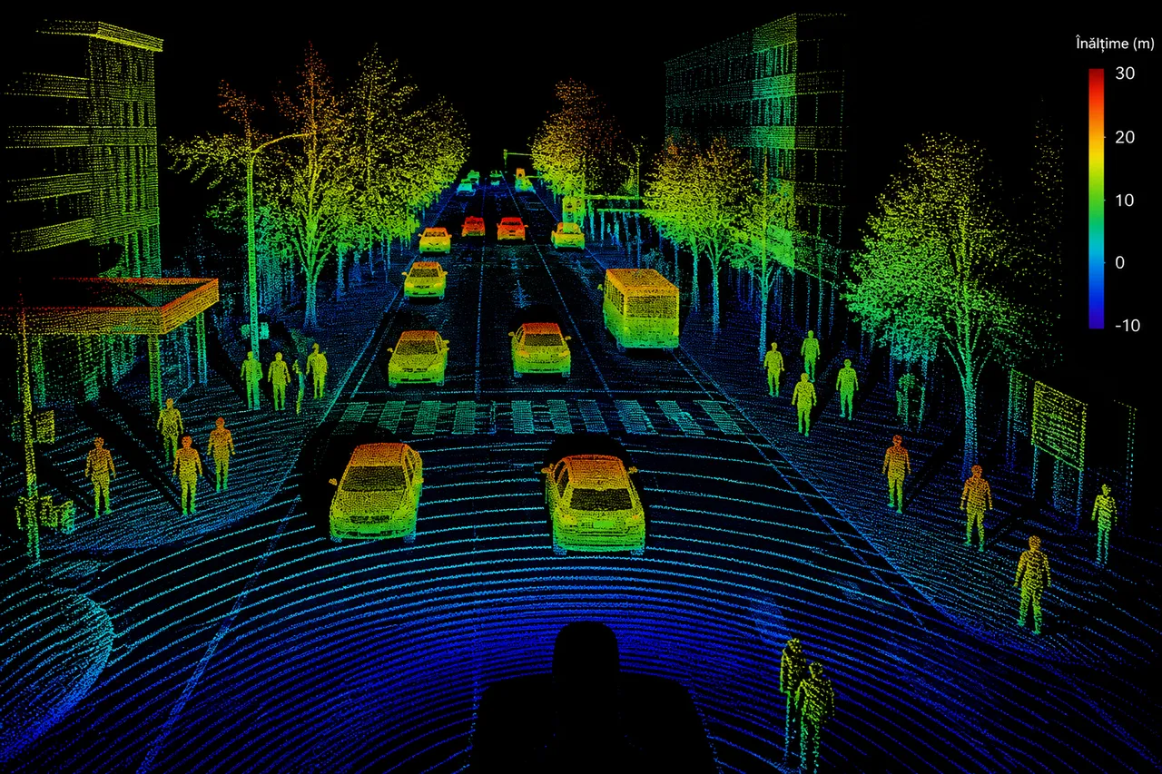 nor de puncte LiDAR vizualizare 3D trafic urban