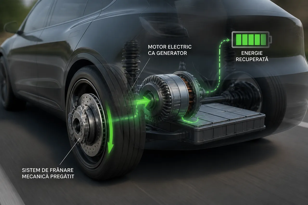 frânare regenerativă și sistem clasic la mașină electrică