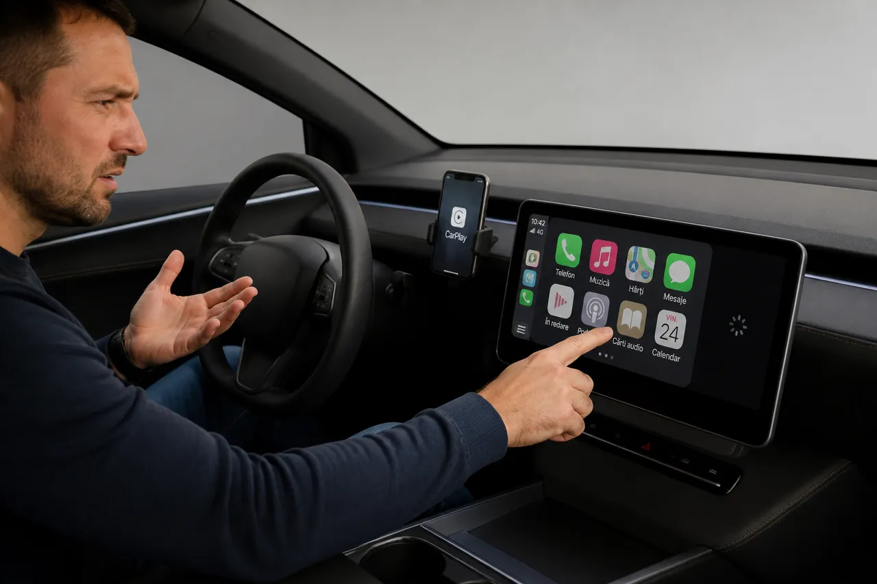 lag CarPlay wireless pe ecranul mașinii