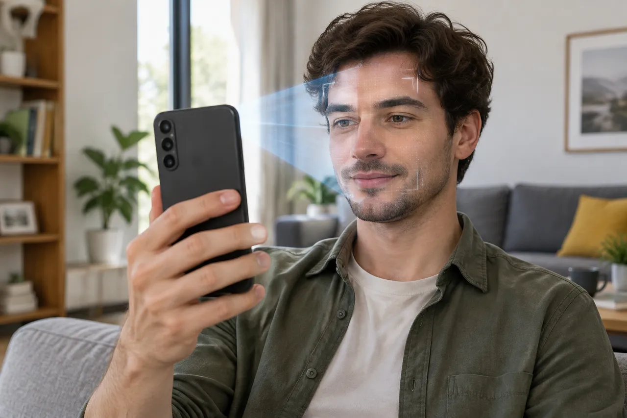 recunoaștere facială 2D pe telefon Android mid-range