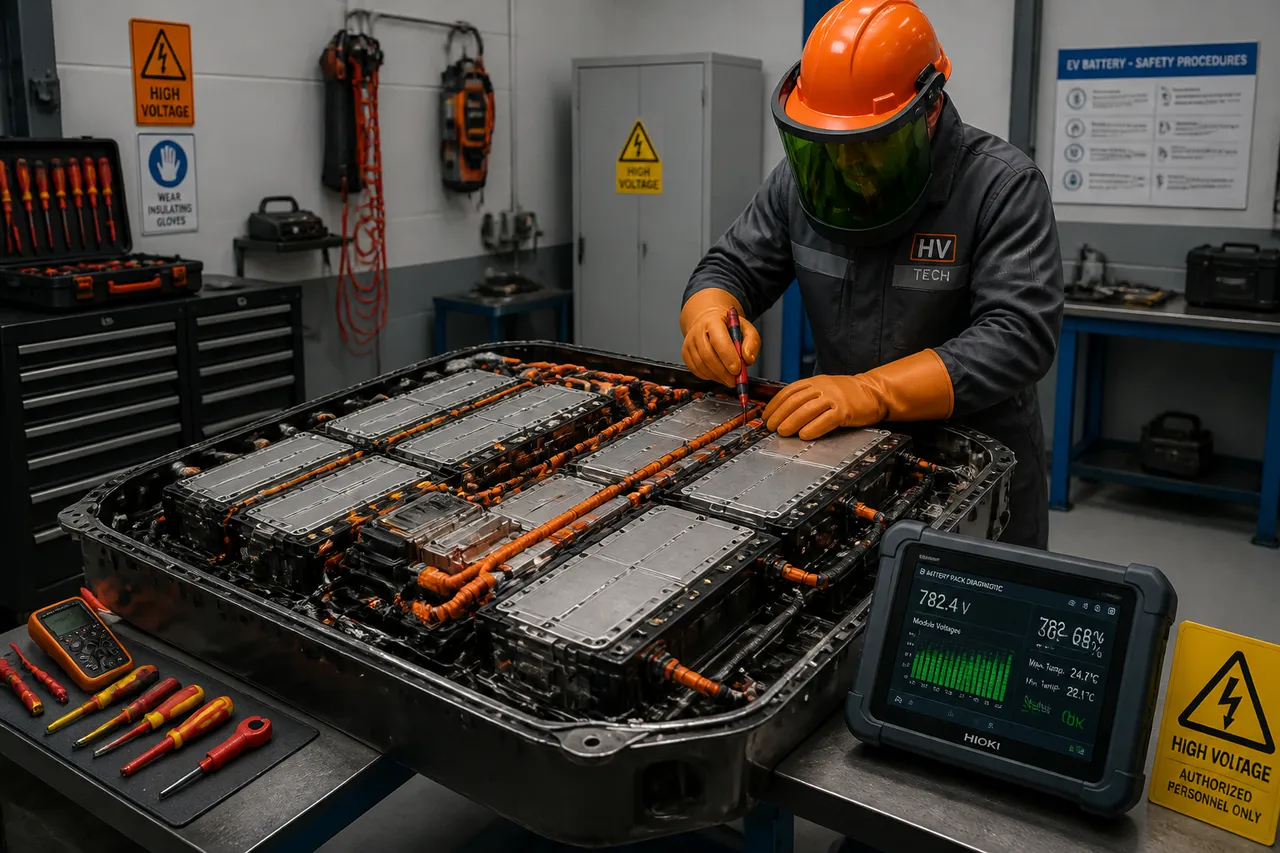 reparație și înlocuire baterie automobil electric