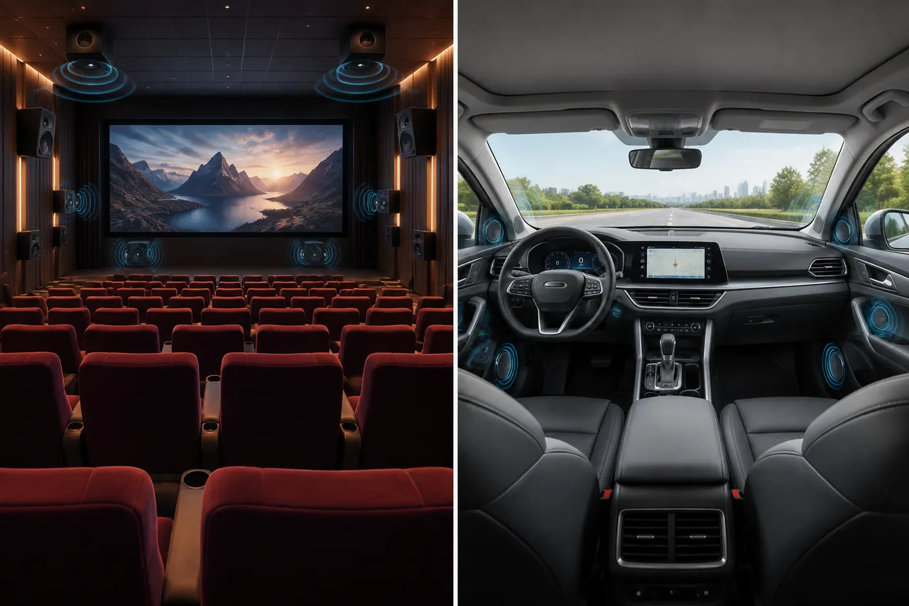 diferența dintre Dolby Atmos în cinema și în mașină