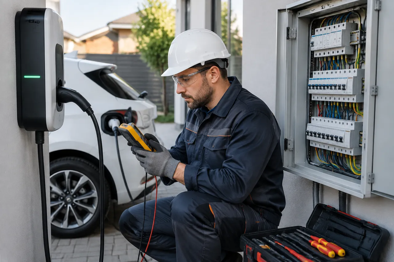 testare stație de încărcare electrică după montaj